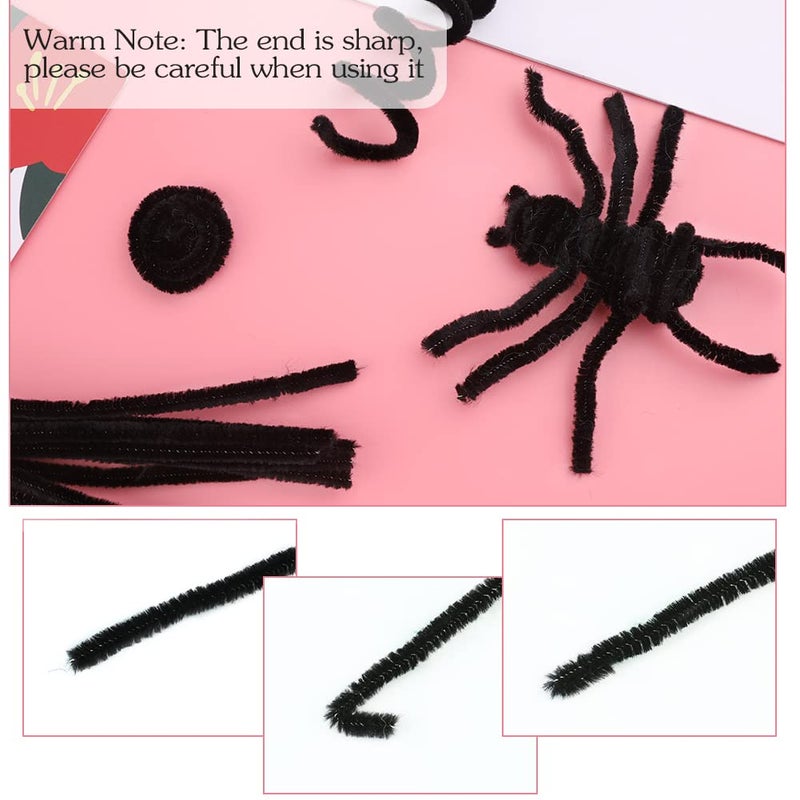 Veroave 60 Pieces Black Pipe Cleaners Pipe Cleaners Chenille Stem Art Pipe Cleaners for Creative Home Decoration Supplies  Arts and Crafts Project Christmas Valentine's Craft Pipe Cleaners - Image 4